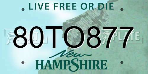 80TO877 New Hampshire License Plate