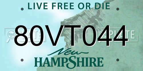 80VT044 New Hampshire License Plate