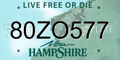 80ZO577 New Hampshire License Plate