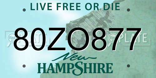 80ZO877 New Hampshire License Plate