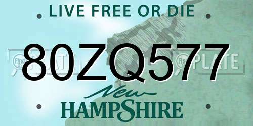 80ZQ577 New Hampshire License Plate