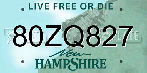80ZQ827 New Hampshire License Plate