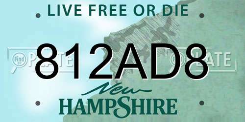 812AD8 New Hampshire License Plate