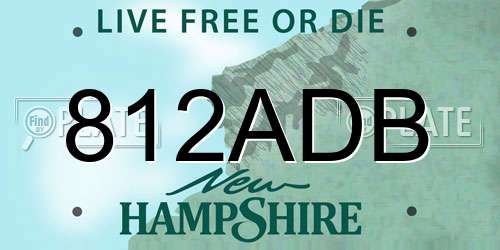 812ADB New Hampshire License Plate