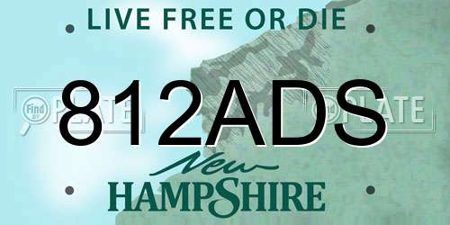 812ADS New Hampshire License Plate