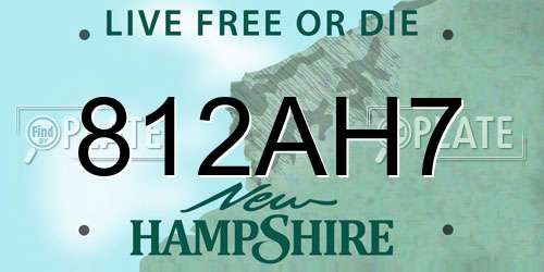 812AH7 New Hampshire License Plate