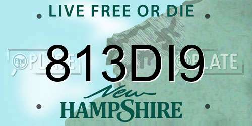 813DI9 New Hampshire License Plate