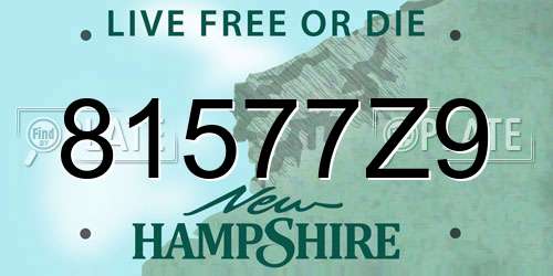 81577Z9 New Hampshire License Plate