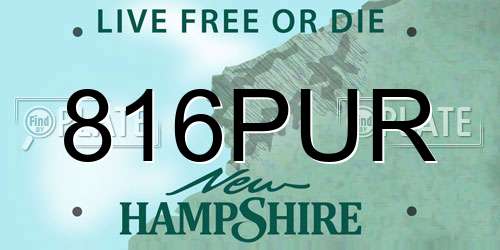 816PUR New Hampshire License Plate