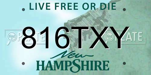 816TXY New Hampshire License Plate
