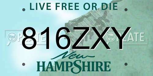 816ZXY New Hampshire License Plate