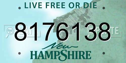 8176138 New Hampshire License Plate