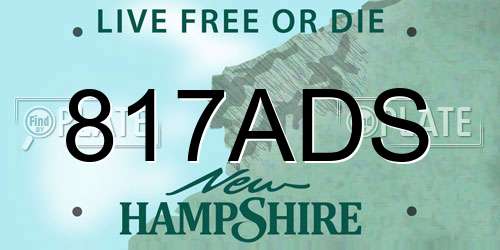817ADS New Hampshire License Plate