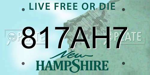 817AH7 New Hampshire License Plate