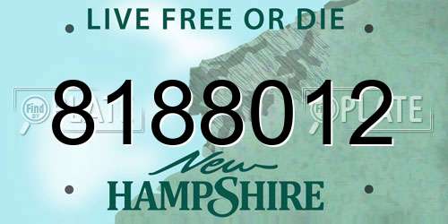 8188012 New Hampshire License Plate