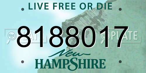 8188017 New Hampshire License Plate