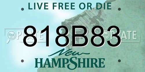 818B83 New Hampshire License Plate
