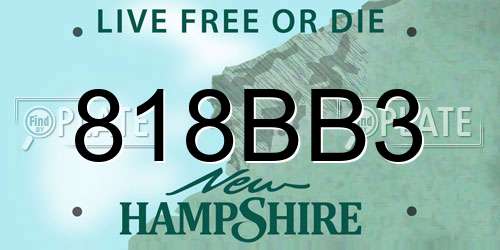 818BB3 New Hampshire License Plate