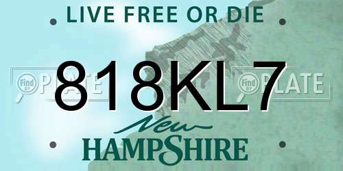 818KL7 New Hampshire License Plate