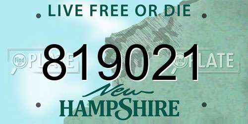 819021 New Hampshire License Plate