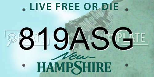 819ASG New Hampshire License Plate