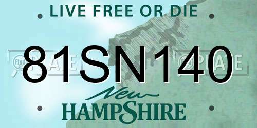 81SN140 New Hampshire License Plate