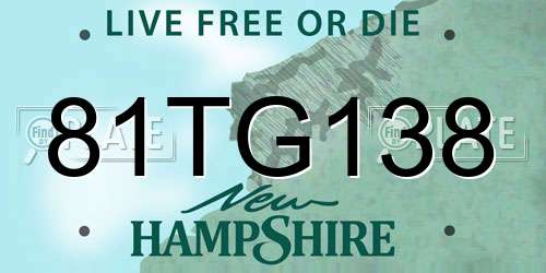 81TG138 New Hampshire License Plate