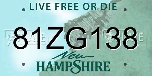 81ZG138 New Hampshire License Plate
