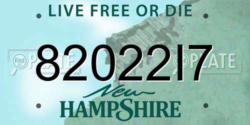 82022I7 New Hampshire License Plate