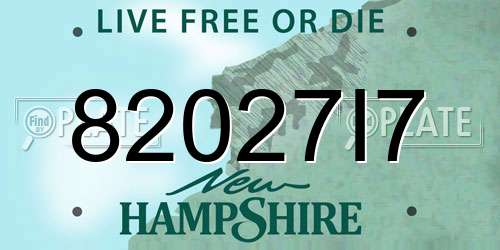 82027I7 New Hampshire License Plate