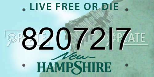 82072I7 New Hampshire License Plate