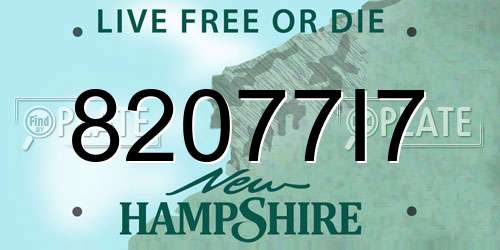82077I7 New Hampshire License Plate