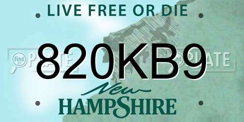 820KB9 New Hampshire License Plate