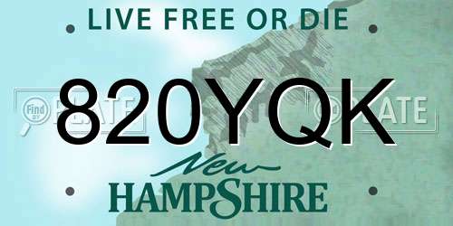 820YQK New Hampshire License Plate