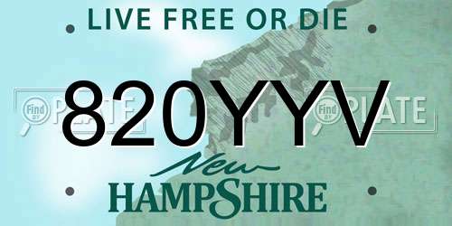 820YYV New Hampshire License Plate