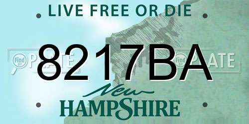 8217BA New Hampshire License Plate