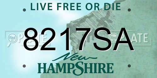 8217SA New Hampshire License Plate