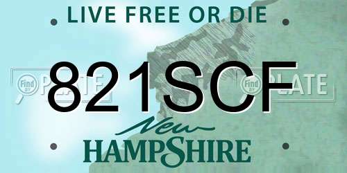 821SCF New Hampshire License Plate