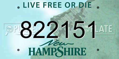 822151 New Hampshire License Plate
