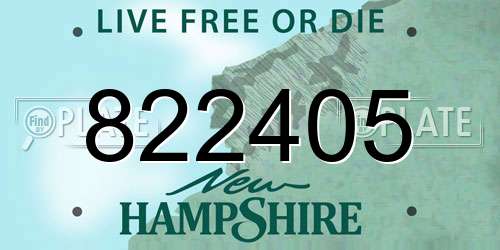 822405 New Hampshire License Plate