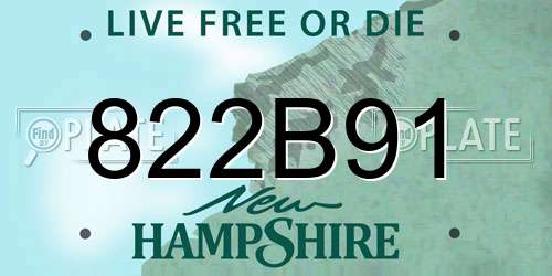 822B91 New Hampshire License Plate