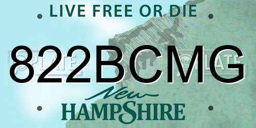 822BCMG New Hampshire License Plate