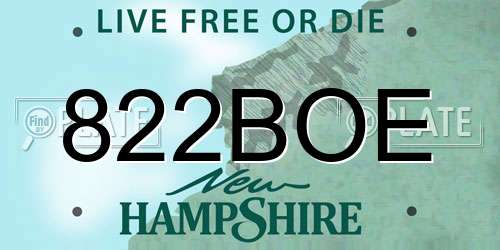 822BOE New Hampshire License Plate