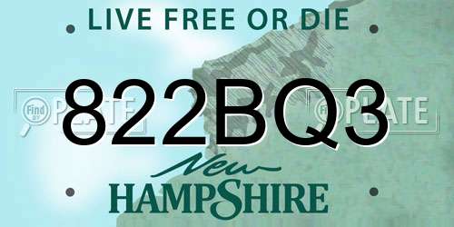 822BQ3 New Hampshire License Plate