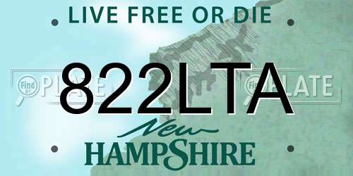 822LTA New Hampshire License Plate