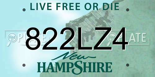 822LZ4 New Hampshire License Plate