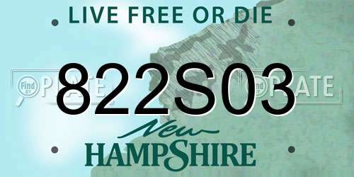 822S03 New Hampshire License Plate