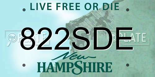 822SDE New Hampshire License Plate