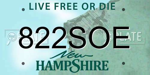 822SOE New Hampshire License Plate