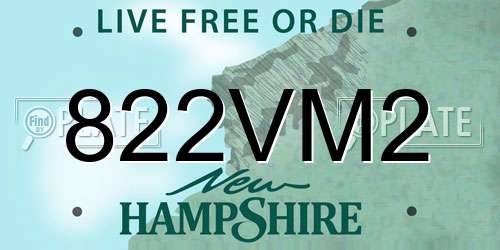 822VM2 New Hampshire License Plate